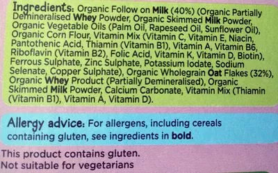 List of product ingredients Creamy porridge Boots 160g