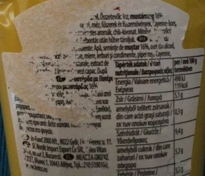 List of product ingredients Heinz Yellow Mustard Spicy  