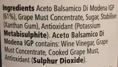 List of product ingredients Glaze Balsamic Vinegar Of Modena 215Ml Tesco 