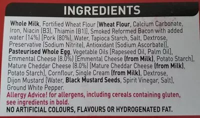 List of product ingredients Quiche Lorraine Asda 170 g