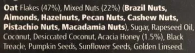 List of product ingredients Nut Granola Tesco Finest, Tesco 500 g