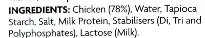 List of product ingredients 10 slices Cooked chicken Asda 125g