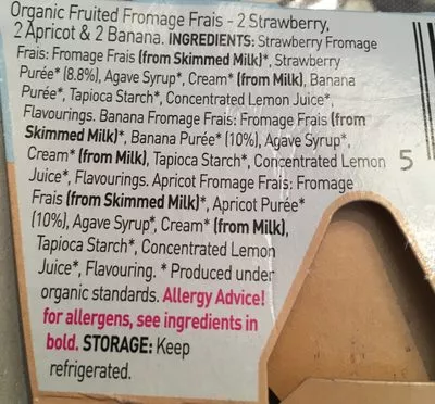 List of product ingredients Organic fromage frais Asda Little angels 