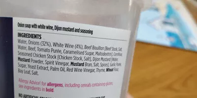 Lista de ingredientes del producto French Onion Soup Asda Extra Special,  Asda 600g
