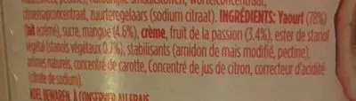 List of product ingredients Yaourt de style grec - Mangue & Fruit de la Passion  