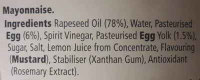 Lista de ingredientes del producto Mayonnaise Tesco 