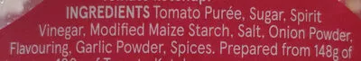 Lista de ingredientes del producto tomato ketchup Tesco 