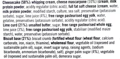 Lista de ingredientes del producto Key lime pies Gü 170 g