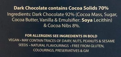 List of product ingredients Dark chocolate with Cocoa Nibs Montezuma's 