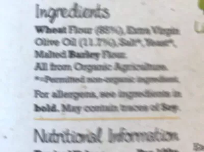 List of product ingredients Mr Organic Linguette flatbread  