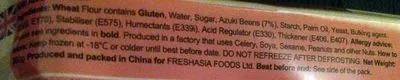 Lista de ingredientes del producto Azuki Ben Bun FRESHASIA FOODS 360g