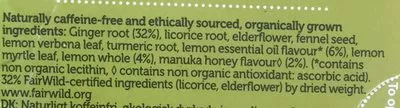 List of product ingredients Lemon, ginger & manuka honey Pukka 40 g, 1.41 oz, 20 herbal tea sachets