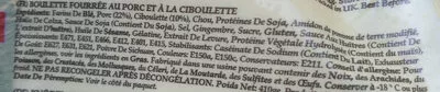 Liste des ingrédients du produit Raviolis Porc Ciboulette Kung Fu Food 410 g