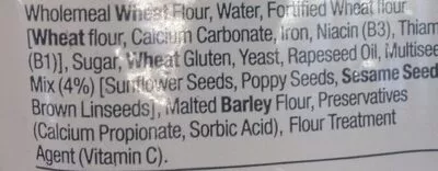 Liste des ingrédients du produit Multiseed and cereal bagels  