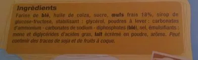 List of product ingredients Madeleines natures Bijou 