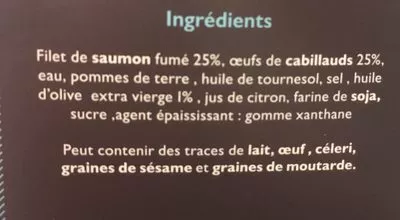 Lista de ingredientes del producto Tarama au saumon fumé Authentique Grec By Ifantis 