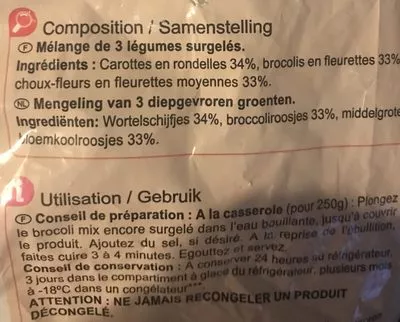 Liste des ingrédients du produit Brocoli Mix Carrefour 1kg
