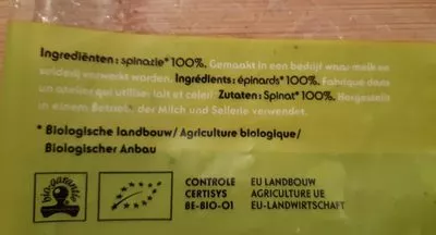 Liste des ingrédients du produit Epinards en branches Delhaize 450 g