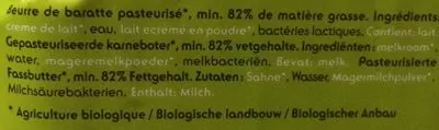 Lista de ingredientes del producto Beurre de baratte Delhaize 250 g