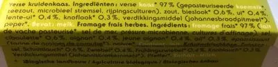 List of product ingredients Fromage frais aux herbes Delhaize 150 g