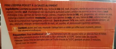 Lista de ingredientes del producto Mini loempia Delhaize 