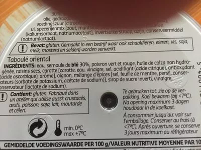 Lista de ingredientes del producto Sunny Salade Delhaize 300 g