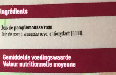 List of product ingredients Pur jus pamplemousse rose boni 1 litre
