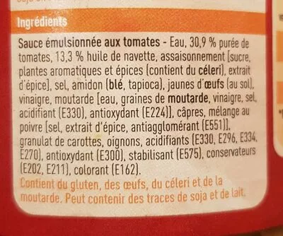 List of product ingredients Sauce Americaine Boni 530 g