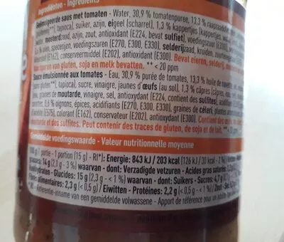 List of product ingredients Sauce Américaine  