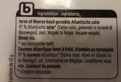 List of product ingredients Saumon Atlantique fumé Boni 