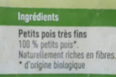List of product ingredients Petits pois Boni 