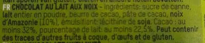 Lista de ingredientes del producto Nuts chocolate intermon oxfam 