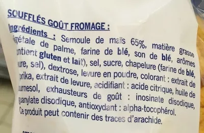 Lista de ingredientes del producto Snacks goût Fromage Winny 100 g