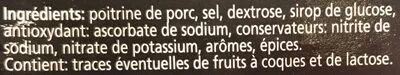 Liste des ingrédients du produit Lard fumé Cactus 150 g