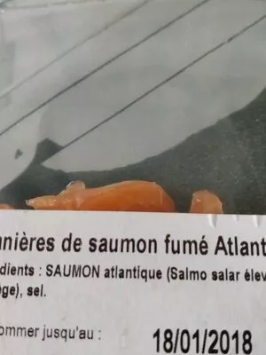 List of product ingredients Lanières de saumon fumé Atlantique VENDSYSSEL DISTRIBUTION 