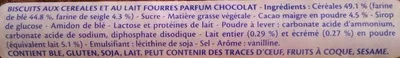 Liste des ingrédients du produit Biscuits goût chocolat Prince, Kraft Foods, LU 300 g
