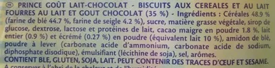 List of product ingredients Prince, Goût Lait/Choco Lu, Prince, Kraft foods 300 g