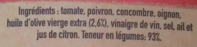 Liste des ingrédients du produit Gazpacho Alvalle 1 L
