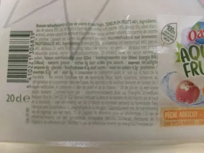 List of product ingredients Oasis O'Verger / Aquafruit oasis 20cl