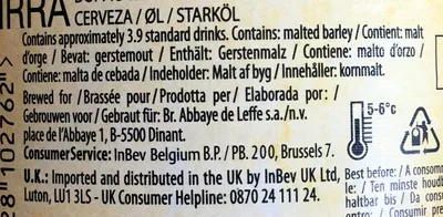 Liste des ingrédients du produit Blonde Leffe, InBev 750 ml