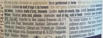List of product ingredients Blanche Hoegaarden, InBev 75 cl (3 verres)