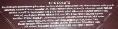 List of product ingredients chocolates Bel'Chic 