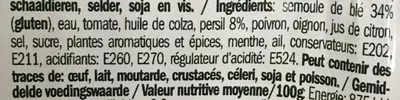 List of product ingredients Taboulé libanais Maître Olivier 