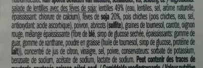 List of product ingredients Salade de lentilles  