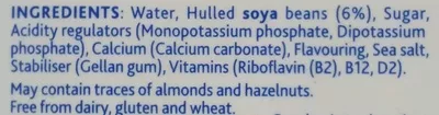 List of product ingredients Soya Original Drink Alpro 1l