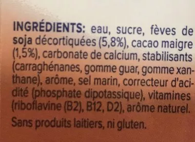 List of product ingredients Schokolade Geschmack Alpro 1 L
