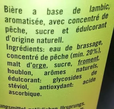 List of product ingredients Pécheresse Lindemans 75 cl