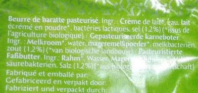 List of product ingredients Beurre de Baratte Bio Salé Büllinger 250 g e