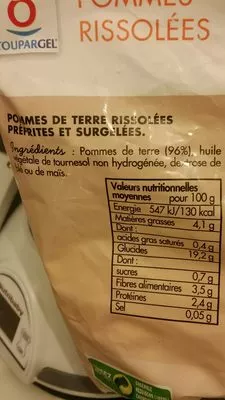 List of product ingredients Pommes rissolees Toupargel 1 kg