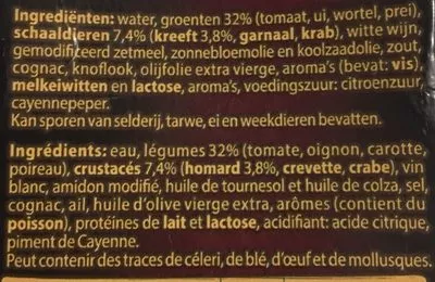 Liste des ingrédients du produit Bisque de homard Liebig 